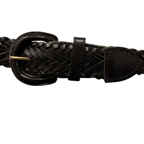 Vintage Y2K black braided belt, genuine leather, size S/M, 36” - Picture 2 of 7
